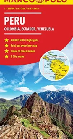 PERU, COLOMBIA, VENEZUELA MARCO POLO MAP